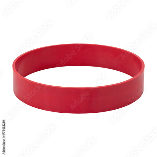 Vibrant red silicone ring isolated on a clean, dark surface, offering a minimalistic composition