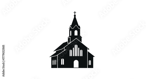 A striking silhouette of a gothic church with a tall steeple