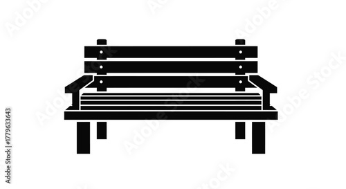 Simple black and white illustration of a wooden park bench design