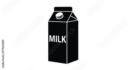Simple black and white illustration of a gable top milk carton