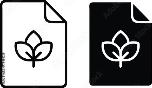 Organic Product Certification and Natural Material Document File Icon or Vector Silhouette..eps