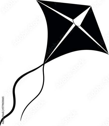 Symmetrical Diamond Kite Silhouette with Flowing Ribbon Tail