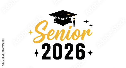 Senior 2026 Graduation Design with Cap and Sparkling Details to Celebrate the Class of 2026