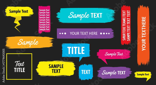 Colorful Text Boxes and Speech Bubbles for Design and Communication Elements, Vector Graphics