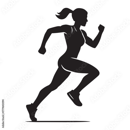 Running woman silhouette vector illustration