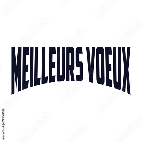 MEILLEURS VOEUX (HAPPY NEW YEAR in French) metallic gold brush calligraphy banner on transparent background