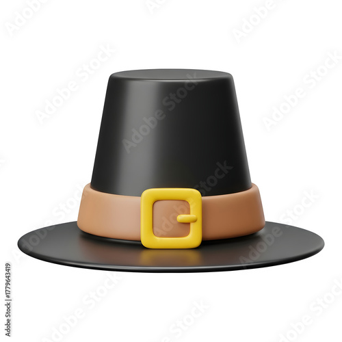Wallpaper Mural 3d icon of pilgrim hat with buckle, traditional thanksgiving symbol isolated on transparent background Torontodigital.ca