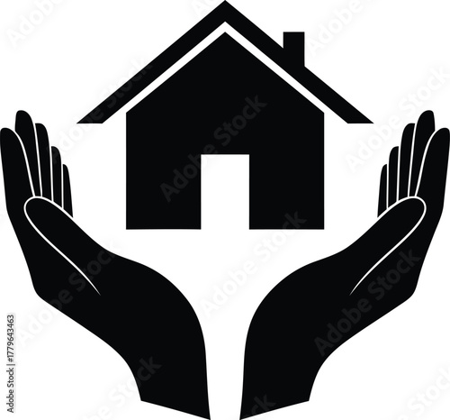 Hand holding house logo design for real estate
