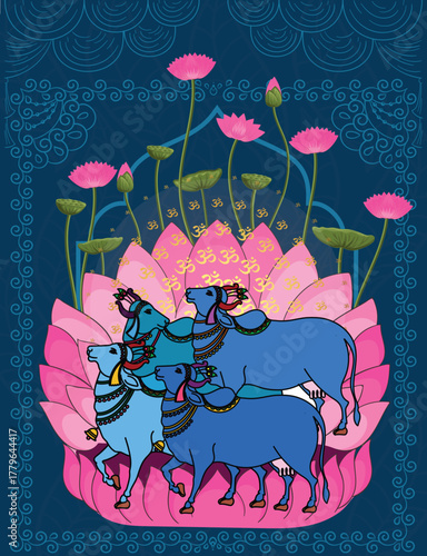 Wallpaper Mural Pichwai creative design with lotus   Torontodigital.ca