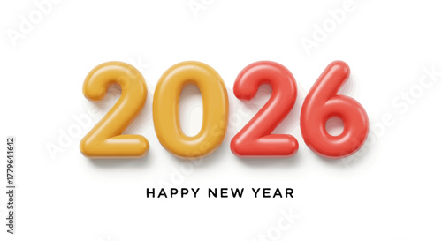 2026 Happy New Year Colorful 3D Numbers and Festive Greeting for the Upcoming Year