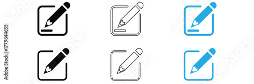 Complete tasks and check off with this modern pencil icon set in multiple color and outline options for projects and designs, perfect for websites