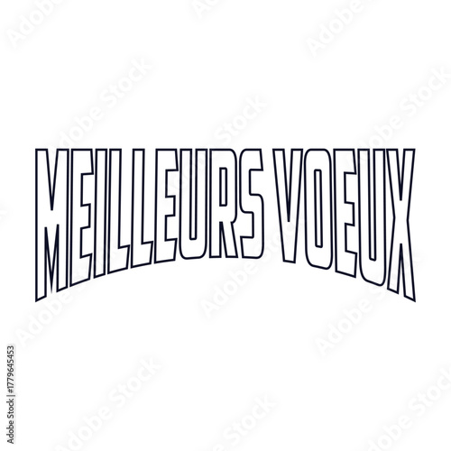 MEILLEURS VOEUX (HAPPY NEW YEAR in French) metallic gold brush calligraphy banner on transparent background
