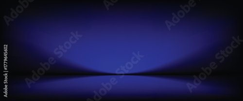Red studio background. Abstract limbo podium studio room. Dark blue gradient wall floor and spotlight scene. Showcase, promotion display. Vector stage mockup illustration