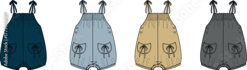 Four Overalls in Various Colors Apparel Design for Babies and Toddlers