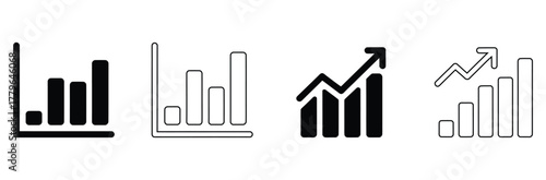 Visualize your success with these dynamic business chart icons showing growth trends and positive market performance for financial presentations now