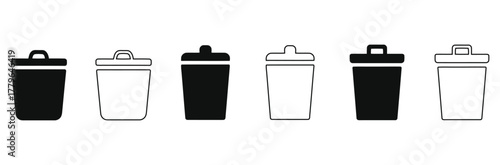 Clean and modern trash can icons for your next project, showing different styles for waste management and environmental awareness initiatives