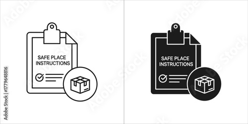 Delivery to safe place instruction with package box