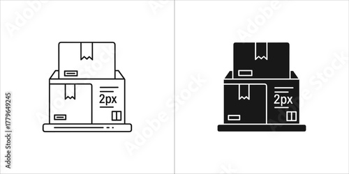 Stacked cardboard boxes for delivery