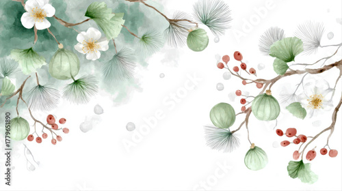 Elegant Botanical Watercolor Illustration for Nature-Inspired Designs.