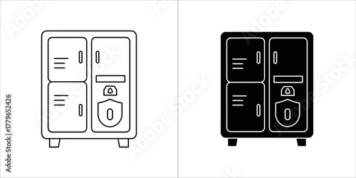 Black and white locker icon for web or app