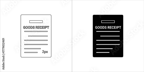Black and white receipt icon for web or app