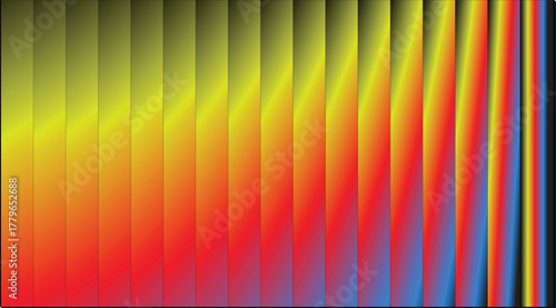 Abstract gradient of warm colors transitioning to cool colors in vertical stripes.