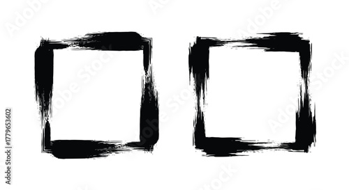 Two rough rectangular frames created with black brushstroke textures