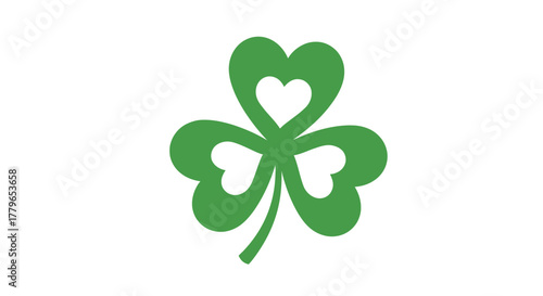 A vibrant green four leaf clover illustration on a plain white background