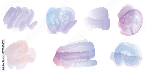 Pastel watercolor artistic brush strokes texture collection set
