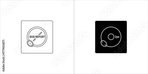 Bug report icon, software bug tracking, error fixing