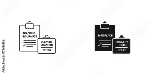 Delivery documents icon, tracking, insurance, location