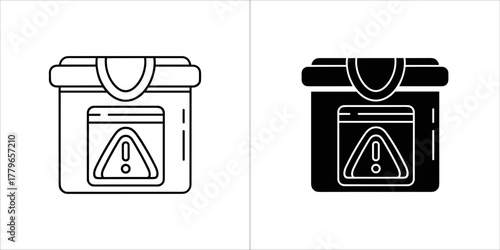 Warning box icon, caution or danger concept