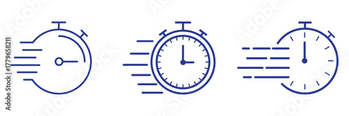 Fast time icon Logo symbol sign set. Quick time icon set, fast deadline simple design, speed time vector icons set isolated on a white background.