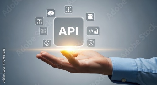 API Concept Hand Holding Software Development Data Integration Icons
