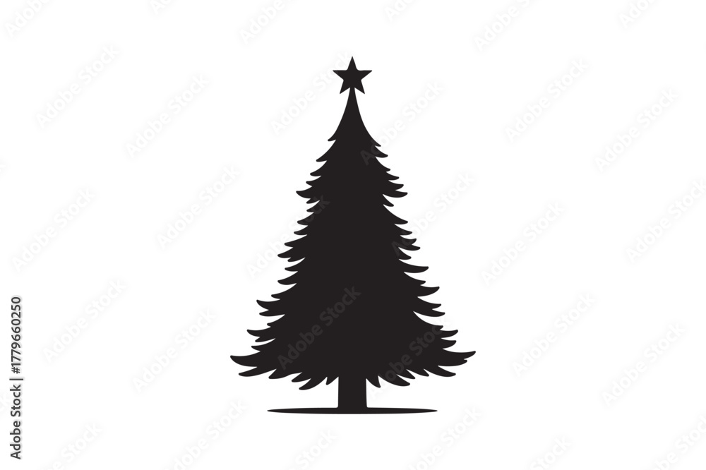 Fototapeta premium Christmas Tree silhouette vector illustration, Set of Christmas Tree silhouette vector , Christmas Tree silhouette bundle 