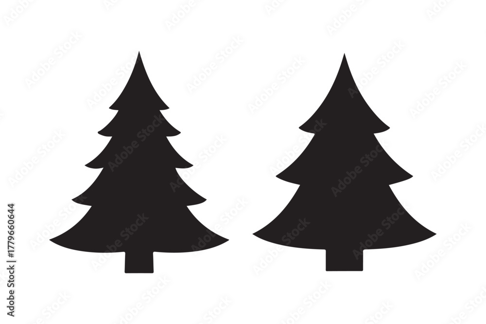 Obraz premium Christmas Tree silhouette vector illustration, Set of Christmas Tree silhouette vector , Christmas Tree silhouette bundle 