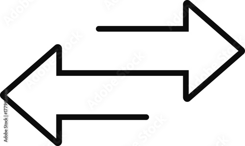 Transferring arrow icon line. Linear style sign for mobile concept and web design. Left right arrow simple line vector icon. Replaceable vector design. refresh, back and forth, or synchronization,