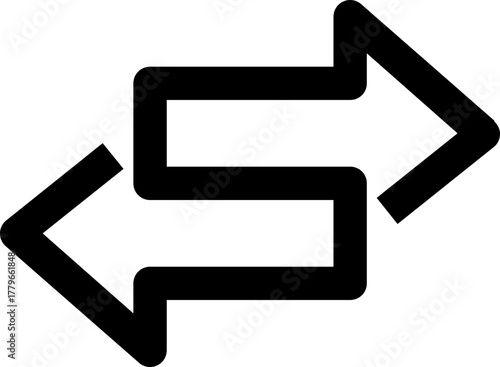 Transferring arrow icon line. Linear style sign for mobile concept and web design. Left right arrow simple line vector icon. Replaceable vector design. refresh, back and forth, or synchronization,