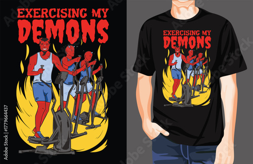 Exercising the demon t-shirt design.