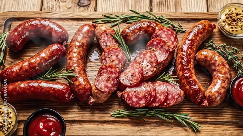 Sausages Forming the Year 2026 on Wooden Tabletop