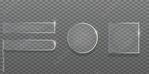 Collection of transparent glass ui frames and elements with shine