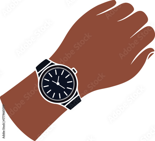 Wristwatch in hand isolated on transparent background