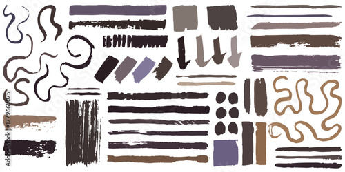 Abstract artistic brush strokes, lines, and shapes texture set