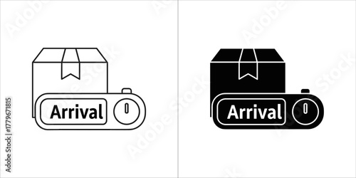 Delivery arrival time icon in linear style