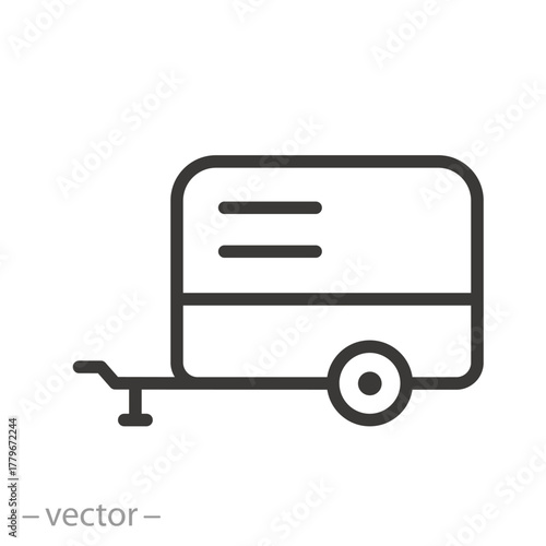 car trailer icon line vector illustration