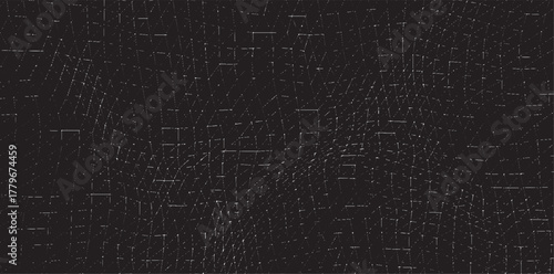 Monochrome texture composed of irregular graphic elements. Distressed uneven grunge background. Abstract vector illustration. Overlay for interesting effect and depth. Isolated on white background.