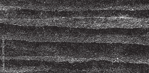 Monochrome texture composed of irregular graphic elements. Distressed uneven grunge background. Abstract vector illustration. Overlay for interesting effect and depth. Isolated on white background.