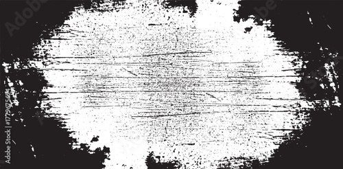 Monochrome texture composed of irregular graphic Scratched Frame. Grunge Urban Background Texture Vector. Dust Overlay. Distressed Grainy Grungy Framing Effect. Distressed Backdrop Vector Illustration