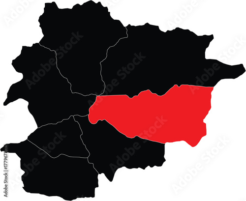 Vector Map of Encamp Parish on Map of Andorra