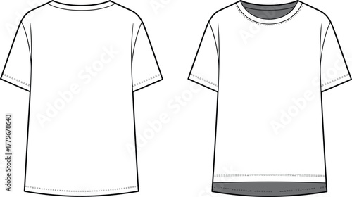 T shirt, short sleeve, round neck, layered hem, double layer, women fashion, apparel, clothing, casual, stylish, trendy, design, garment, 